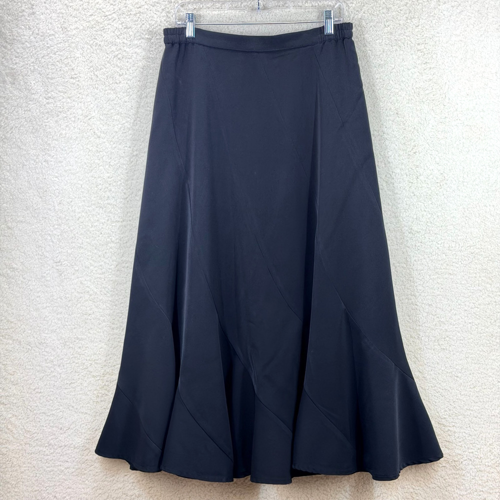 Ashro A Line Silhouette Bias Cut Black Maxi Skirt Women 14 Lined Cocktail Party